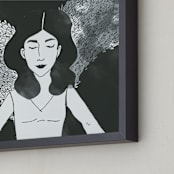 "Wings" - Art Print in Black by Deynaaz Daraei - Frame Close-up