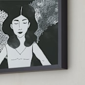 "Wings" - Art Print in Black by Deynaaz Daraei - Frame Close-up