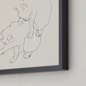 "Sketches after cat IV" - Art Print in Black and Champagne by Catilustre - Frame Close-up