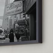 "Mr Bings Cocktail Lounge" - Art Print in Black by Austin Warnock - Frame Close-up