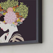 "I'd rather wear flowers " - Art Print in Plum by Aspacia Kusulas - Frame Close-up