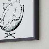 "Egg Chair Bear" - Art Print in Black by Flume Design - Frame Close-up