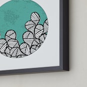 "Patterned Cactus" - Art Print in Sea Glass Blue by Maria Hilas-Louie - Frame Close-up