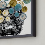 "Graphic floral arrangement" - Art Print in Mid-Century Blue by Bethania Lima - Frame Close-up