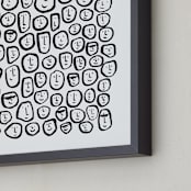 "Happy Faces" - Art Print in Black & White by Kim Colthurst Johnson - Frame Close-up