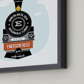 "T is for Train" - Personalized Art Print in Coal by Anupama - Frame Close-up