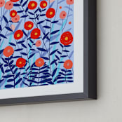 "Morning Flowers" - Art Print in Orange Sun by JW Solomon - Frame Close-up