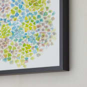 "Hydrangea in Bloom" - Art Print in Mixed greens, blues and mauves by Jessica Baskin - Frame Close-up