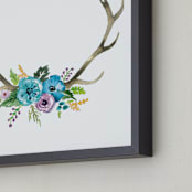 "The Antler #2" - Art Print in Teal by Kelsey McNatt - Frame Close-up