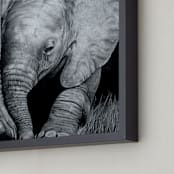 "Mommy's Baby Elephant" - Art Print in Graphite Gray by Jerry Winick - Frame Close-up