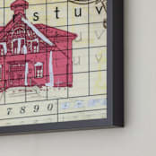 "Schoolhouse Rock No.3" - Art Print in Red by Kelly Maron Horvath - Frame Close-up