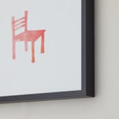 "Theo's Chair" - Art Print in Coral by Vanessa Rossi Design - Frame Close-up