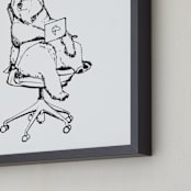 "Sayl Chair Bear" - Art Print in black and white by Flume Design - Frame Close-up