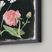 "Nightime Peony" - Art Print in Washed Black by Emilie Simpson - Frame Close-up