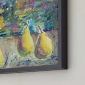 "Three Pears" - Art Print in Golden Yellow by Lisa McLean - Frame Close-up