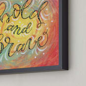 "Bold and Brave Lettering" - Art Print in Red Orange by Elaine Stephenson - Frame Close-up