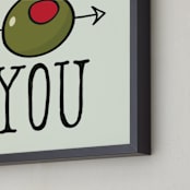 "Olive (I Love) You" - Art Print in Olive Green by Molly Lasee - Frame Close-up