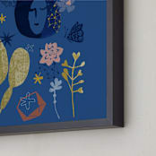 "Cactus Night" - Art Print in midnight blue by Eva Marion - Frame Close-up
