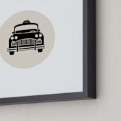 "Retro Taxi" - Art Print in Bone by Alaina Cherup - Frame Close-up