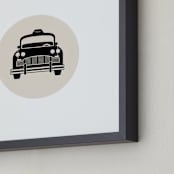 "Retro Taxi" - Art Print in Bone by Alaina Cherup - Frame Close-up