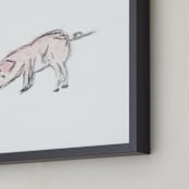 "This Little Piggie" - Art Print in Pig Pink by Mande Calhoun - Frame Close-up
