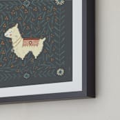 "I Love llamas " - Art Print in Charcoal by Ash Sta. Teresa - Frame Close-up