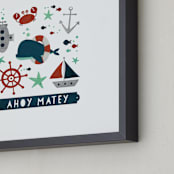 "By the sea" - Art Print in Seaside Navy by TM Stationery - Frame Close-up
