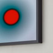 "Sun in the dust. Variations 7" - Art Print in Red Dot over White and Blue by Arash Fattahi Acosta - Frame Close-up