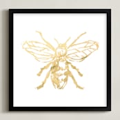 "Free to Bee Me" - Art Print in Gold by rose lindo - Framed