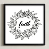 "Faith Wreath by LY" - Art Print in Black by Lyna Ti - Framed