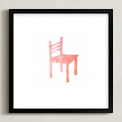 "Theo's Chair" - Art Print in Coral by Vanessa Rossi Design - Framed