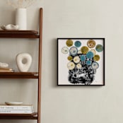 "Graphic floral arrangement" - Art Print in Mid-Century Blue by Bethania Lima - In a Room