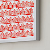 "Block Printed Arches" - Art Print in Red by Katharine Watson - Frame Close-up