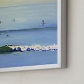 "PaddleBoarders, Malibu 2011" - Art Print in cerulean by Annie Seaton - Frame Close-up