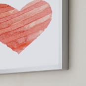 "Watercolor Heart Stripes" - Art Print in Rose by Belia Simm - Frame Close-up
