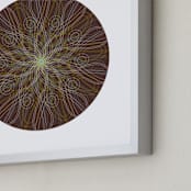 "Planet no.1 Hardwired" - Art Print in Blue Green by Jan Shepherd - Frame Close-up