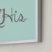 "He's Captured My Soul" - Art Print in Mint and Coral by Mayel - Frame Close-up