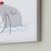 "Sweet Sea Lion" - Art Print in Grey by Jessie Steury - Frame Close-up