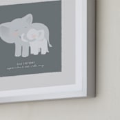 "A Mother's Love - Elephants" - Personalized Art Print in Soft Grey by Lori Wemple - Frame Close-up