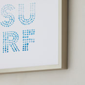 "Surf Shack" - Art Print in Ocean Blue by Rochelle Renee - Frame Close-up