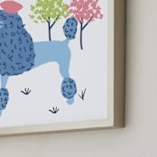 "Parisian Poodle" - Art Print in Parisian Blue by Ali Macdonald - Frame Close-up