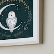 "Moon and Owl" - Art Print in Midnight by Hannah Williams - Frame Close-up