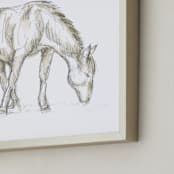 "Hungry Horse" - Art Print in Neutral Beige by Susanne Kasielke - Frame Close-up