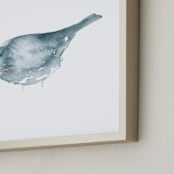 "Blushing Bird 1" - Art Print in light blue by Renee Anne Bouffard-McManus - Frame Close-up