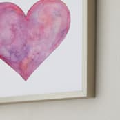 "Pink Watercolor Heart" - Art Print in pretty pink by Kathy Van Torne - Frame Close-up