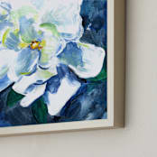 "Gardenia in Blue" - Art Print in Garden Blue by Jenny Partrite - Frame Close-up