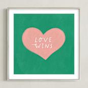 "Love Wins" - Art Print in Emerald Green by Little Miss Missy - Framed