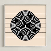 "Striped Knot 1" - Art Print in Black by Kissyfish - Framed