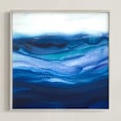 "rolling surf I" - Art Print in Teal blue by Teodora Guererra - Framed