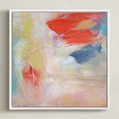 "Sunbathing" - Art Print in Fresh Orange by Julia Contacessi - Framed Canvas